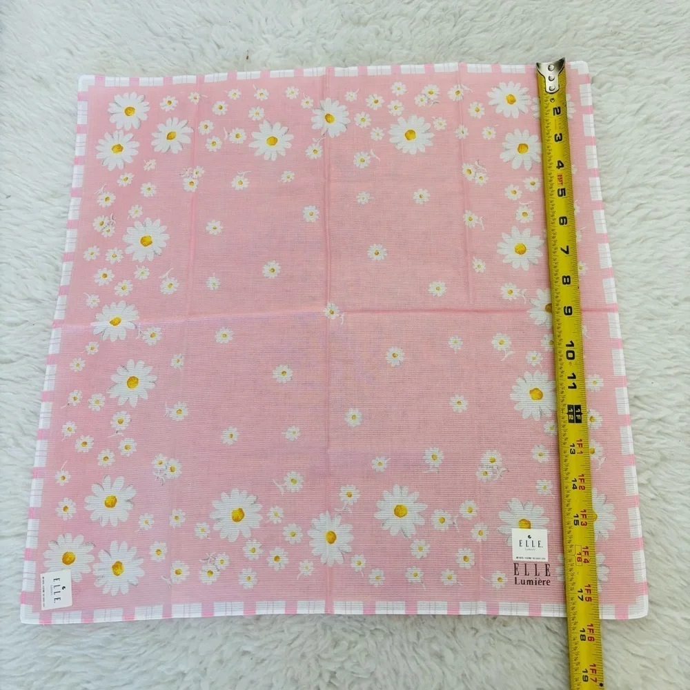 Elle Pink Floral Handkerchief/Bandana  scarf size 17.5”